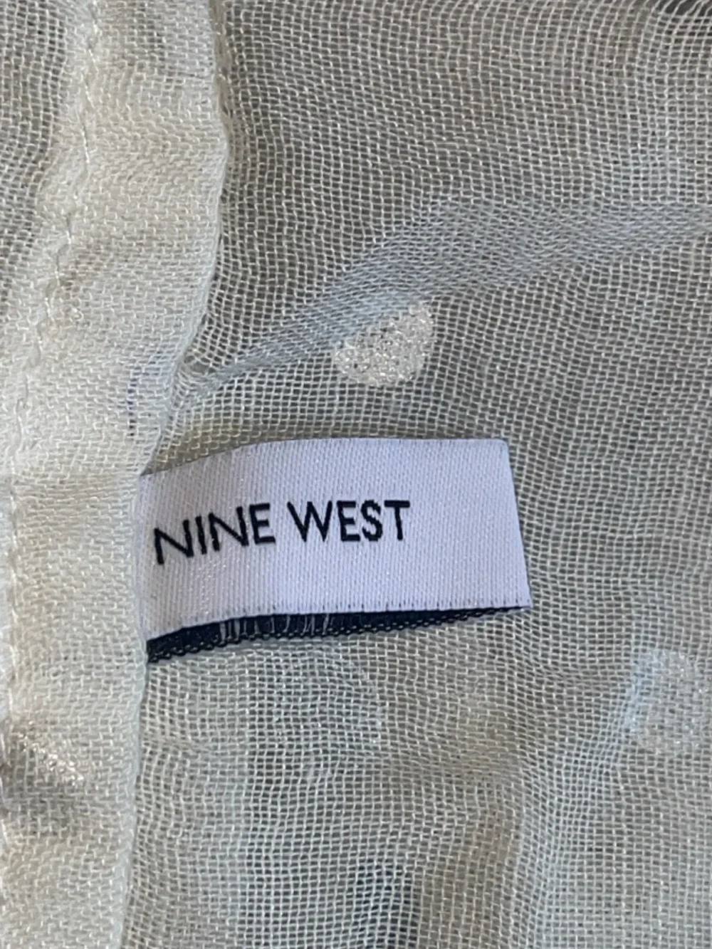 Nine West Ivory Infinity Scarf with Iridescent Metallic Polka Dots
